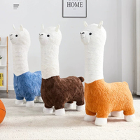 Chaise en peluche mignonne en forme d'alpaga, tabouret en forme de lama pour enfants, chaise animale rembourrée en polaire pour la chambre d'enfant et la salle de jeux