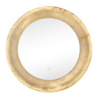 Miroir mural LED en albâtre espagnol de luxe, avec éclairage tactile intelligent, style lustre, pour salle de bain moderne, miroir de maquillage avec lumière intégrée
