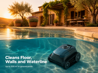 Pembersih Kolam Otomatis untuk Hotel Villa Kolam Renang Dalam Tanah Robot Pendaki Dinding Tanpa Kabel 45-60W Mesin Pembersih Kolam 300 Meter Persegi