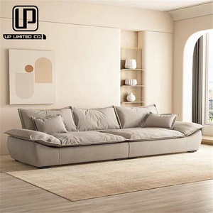 Sofá Seccional Blanco de Alta Gama Personalizado, Muebles de Sala de Estar con Tapicería de Terciopelo y Cuero - Product Image 1