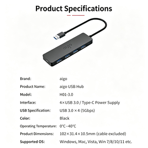 Hub de Expansión Multipuerto USB 3.0 Ligero, Divisor USB Plug & Play Compatible con Windows, <span class=keywords><strong>Mac</strong></span> <span class=keywords><strong>OS</strong></span>, Laptop y Escritorio - Product Image 6