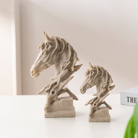 Badge et emblème sculptés en résine écologique en forme de tête de cheval pour la décoration de bureau à domicile - Art animalier de collection