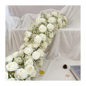 Composition florale artificielle <span class=keywords><strong>de</strong></span> roses blanches CQ61 pour Noël, Pâques, fêtes, mariages, centres <span class=keywords><strong>de</strong></span> table floraux, décorations - Product Image 1