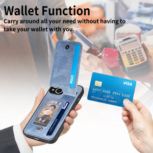 Funda de Fábrica OEM para 16E 17 Air 16 15 14 13 11 12 Pro, Funda de Fibra de Carbono y Cuero PU con Ranuras para Tarjetas, Cierre de Cremallera y Protector de Teléfono - Product Image 3