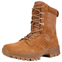 Bottes tactiques de combat pour hommes - Bottes d'hiver respirantes mi-mollet pour la randonnée et l'escalade avec fermeture éclair et lacets, semelle extérieure en caoutchouc