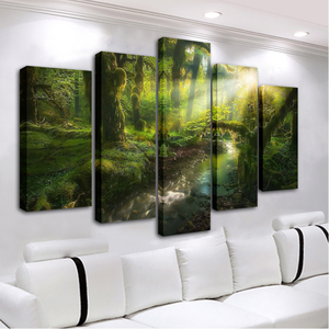 Affiches Paysagères <span class=keywords><strong>Coucher</strong></span> <span class=keywords><strong>de</strong></span> <span class=keywords><strong>Soleil</strong></span> pour Chambre d'Enfant, Impressions Florales sur Toile, Lot <span class=keywords><strong>de</strong></span> 5 Pièces, Décoration Murale Artistique - Product Image 1
