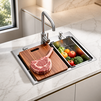 Évier de cuisine professionnel de 24 pouces avec planche à découper, évier de cuisine commercial OEM ODM avec accessoires de poste de travail