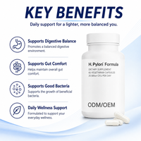 Capsules Probiotiques H. Pylori Confort Gastrique Bien-être Estomac Bactéries Utiles Végétariennes Marque Privée Fournisseur de Formules OEM ODM