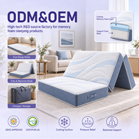 Matelas pliant en mousse à mémoire de forme haute densité, lit d'appoint pliable en trois parties pour dortoir, appartement, voyage, OEM, ODM, marque privée, vente en gros