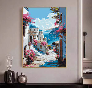 زيت مصبوغ يدويًا بتصميم حديث على الطراز الأوروبي بالأرقام بإطار من قماش البيئة - Product Image 3