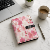 Carnet personnalisé avec impression florale UV 4K, journal en cuir PU personnalisé pour cadeau de mariage et papeterie féminine, cadeau d'entreprise
