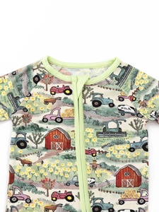 Piyama Bayi Desain Khusus Motif Pedesaan Miozing, Baju Tidur Bayi Bahan Bambu untuk Eksim, Romper Bayi ODM - Product Image 5