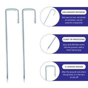 ที่ยึดท่อเหล็กชุบสังกะสีแบบมีตะขอเกี่ยวเต็นท์กันลมพร้อมข้อต่อเกลียวหัวแบนที่ยึดกันลม - Product Image 2