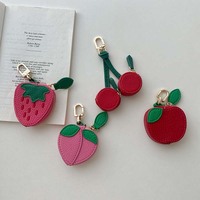 Schattig fruitvormig muntportemonneetje, mini leren muntentasje & sleutelhanger voor handtas
