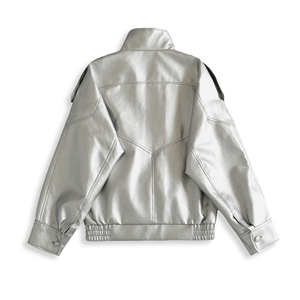 Blazer décontracté pour <span class=keywords><strong>femme</strong></span> en <span class=keywords><strong>cuir</strong></span> PU multicolore de style européen et américain, à manches longues, avec motif 3D et boutons, style streetwear - Product Image 2