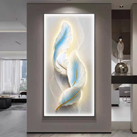 Bandes lumineuses LED à motifs plumeux de haute qualité en gros, peintures décoratives murales en céramique de cristal de diamant