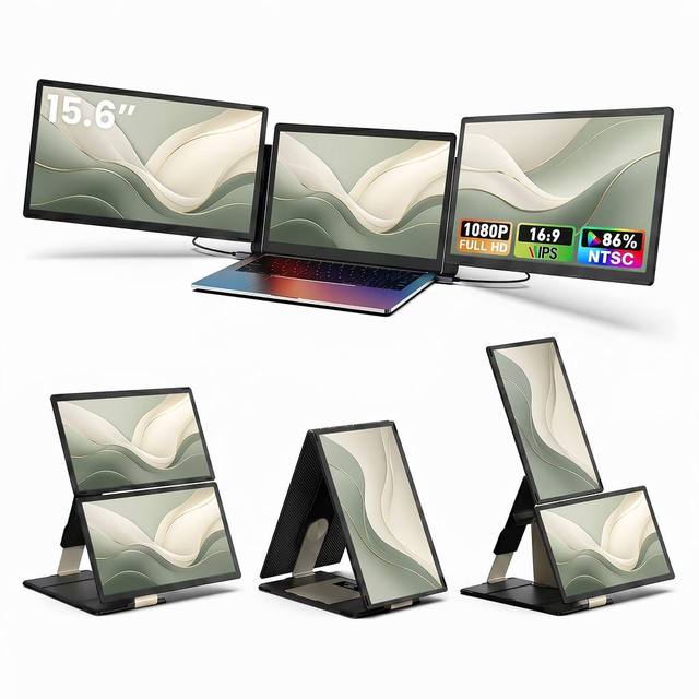 Portable Display with Kickstand for Minimalist Desk Setup 15.6" 1080P Portable Monitor for Laptop MacBook Pro Business Travel