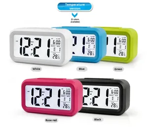 นาฬิกาปลุกดิจิตอล LCD ขายส่ง พร้อมปฏิทินและแสดงอุณหภูมิ นาฬิกาตั้งโต๊ะสำหรับห้องนอน สำนักงาน ห้องน้ำ ใช้พลังงานจากแบตเตอรี่ สำหรับใช้ในบ้าน - Product Image 1