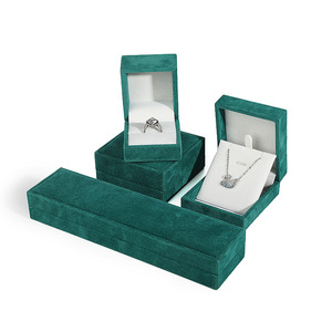 high-end custom jewelry boxes packaging velvet gift ring necklace suede jewelry box