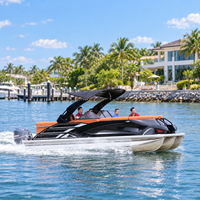 Bateau ponton motorisé en aluminium sur mesure de luxe, ferry pour passagers, croisière de week-end, bateau de pêche, bateau de fête à vendre