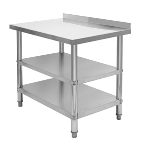 Stainless Steel Workbench with Backsplash Polished Finish Food Preparation Area Commercial <b>Kitchen</b> Use - Product Image 2