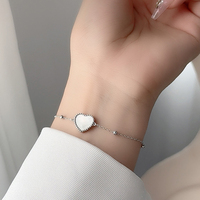 Pulsera de Piedra Natural Dan Jewelry para Mujer, Uso Diario, Pulsera de Corazón para Regalo de Aniversario o Cumpleaños, Plata de Ley 925 con Cuentas