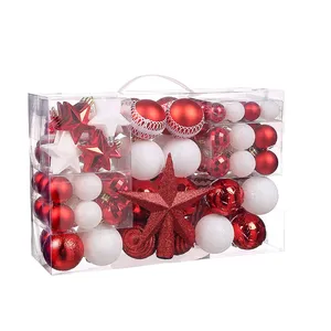 übergroßen rot ornamente Suppliers-2021 New 108pcs Rot Weiß Zarte Geschenke Candy Baubles Weihnachts kugeln Ornamente In loser Schüttung