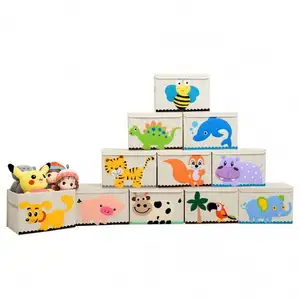 장난감 상자 뚜껑 보관 큐브 상자 옷장 주최자 아기 장난감 상자 장난감 상자 및 손잡이가있는 보관 용 바구니