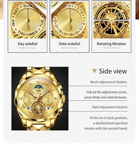 Reloj Mecánico para Hombre OUPINKE 3322, Original de Lujo, Acero de Tungsteno, Multifunción, Esqueleto, Tourbillon, Automático - Product Image 5