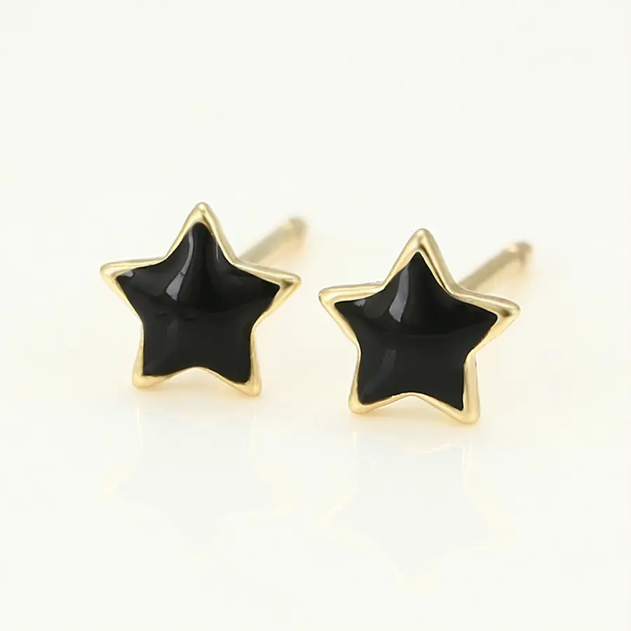 A00633033 Xuping Jewelry Personality Design Black Star 14K Gold Men's and Women's INS Five-pointed Star Earrings