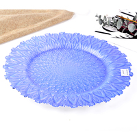 Assiettes de présentation rondes en verre doré écologiques de 33 cm, motif paon peint à la main, style américain, vente en gros