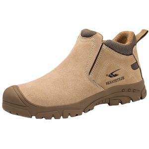 Chaussures de sécurité pour hommes de qualité supérieure, à tige haute, deux couleurs, en cuir microfibre, mode décontractée, antidérapantes, bottes de travail - Product Image 1