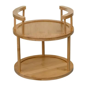 Kitchen Lazy Susan 2 Tier Bamboo <b>Rotating</b> <b>Spice</b> <b>Rack</b> Organizer For Kitchen Use - Product Image 5