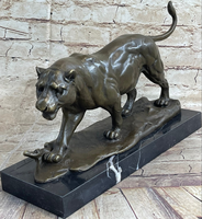 Figurine de panthère en bronze faite à la main, sculpture d'animal sauvage Art Déco, statue de prédateur en métal moulé, 5 mm, cadeau pour la maison/l'hôtel/le bureau
