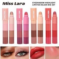 Lápiz Labial Mate Hidratante 4 en 1 de Larga Duración, Sombra de Ojos Roja a Prueba de Manchas, Pigmento Duradero para Ojos y Labios para Maquillaje