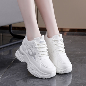 Zapatillas Deportivas de Malla para Mujer, con Cordones, Punta Redonda, Transpirables, Suela Gruesa, Entresuela de EVA, Suela Exterior de Goma, para Todas las Temporadas, Blancas - Product Image 5