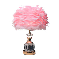 Nouvelle Lampe de Table 220V en Cristal et Plumes, Style Européen, Simple, Ambiance Romantique Féerique, Lampe de Chevet Nordique Minimaliste pour Bureau