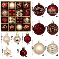 Ensemble de 44 boules de Noël incassables, assortiment de boules de Noël en plastique pour les fêtes, les mariages, la décoration de la maison