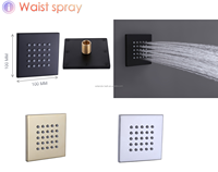 Ensemble de douche encastré au plafond avec pommeau de pluie 4 modes, robinet thermostatique et jets latéraux pour salle de bain