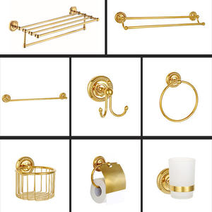 Ensemble porte-serviettes moderne en laiton: ensemble de six pièces mural écologique <span class=keywords><strong>sans</strong></span> perçage, support de rangement pour hôtel et salle de bain, porte-serviettes de toilette - Product Image 2