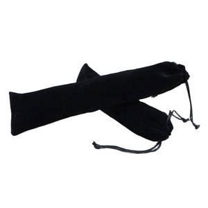 Étui pour éventail à main pliable de 13 pouces en velours noir réfléchissant avec cordon de serrage, en tissu écologique, pour protection, idéal comme cadeau de mariage - Product Image 5