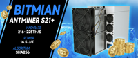 Antminer rentable S21 + 216T ASIC Miner Bitcoin Mining Rig S21 +