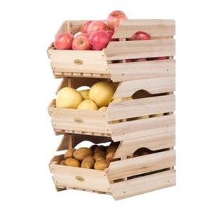 Cestas de madera para almacenamiento, cajas de madera para frutas y verduras de cocina, decoraciones para encimeras, cajas de madera apilables, para patatas y cebollas - Product Image 1