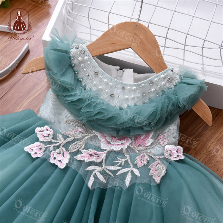 green emerald velvet dress Flower Girl Dress Toddler Kids Princess Wedding Graduation Trailing Formal Special Occasions main image 0