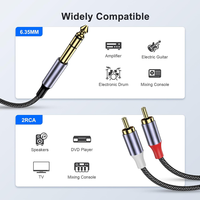 Fabrika Toptan Satış Altın Kaplama Naylon Örgülü Ofc 6.35Mm 1 Erkek - 2 RCA Erkek Yüksek Kaliteli RCA Kablosu Araç Ses Sistemi