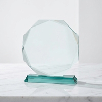 Prix personnalisé en verre gravé Plaques de cristal design octogonal Trophée en verre de jade