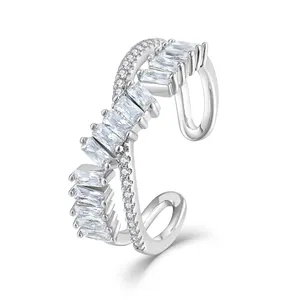 Custom Sieraden Zilver Rhodium Kleur Ringen Fijne Sieraden Verloving Bruiloft S925 Sterling Zilveren Ringen Voor Vrouwen Sieraden