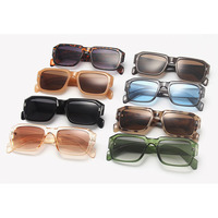 Lunettes de soleil carrées rétro personnalisées Trendy Simple Instagram Jelly Color UV400 Optimal Small-Frame Glasses PC Leopard Shades