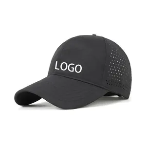 Venta al por mayor de sombreros deportivos en blanco logotipo personalizado de secado rápido agujero quema malla gorras de béisbol transpirables