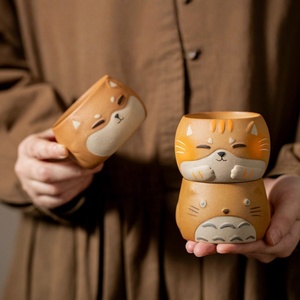 <span class=keywords><strong>Tasse</strong></span> à thé en céramique BAMBUS, style dessin animé mignon, peinte à la main, résistante aux hautes températures, motif chat, petite <span class=keywords><strong>tasse</strong></span> à thé pour les fêtes - Product Image 2